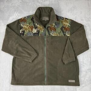 VTG Nunavut Adventure Full Zip Fleece Jacket Leaf Camo Panel Mens XL Y2K Relax